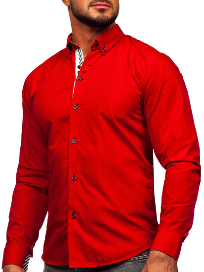 Men's Elegant Long Sleeve Shirt Red Bolf 5796-1