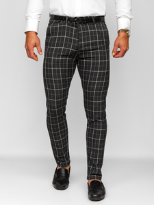 Men's Checkered Chino Pants Black Bolf 0032