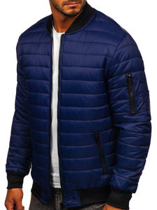 Men's Quilted Lightweight Bomber Jacket Navy Blue Bolf MY-02