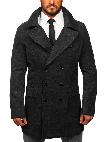 Men’s Double-breasted Winter Coat with high collar Graphite Bolf 1048