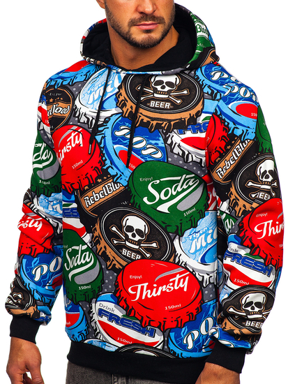 Men's Printed Hoodie Multicolor Bolf 141031