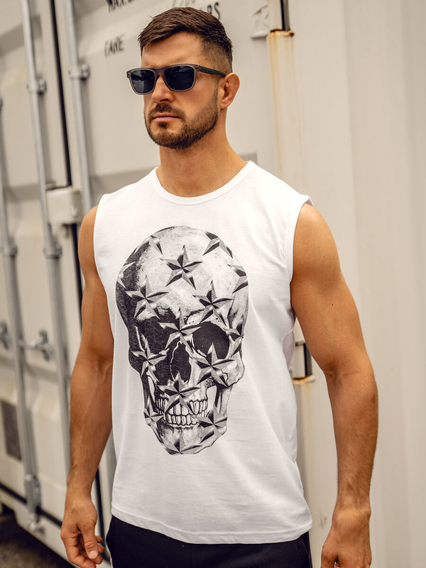 Men’s Printed Tank Top White Bolf 14817A