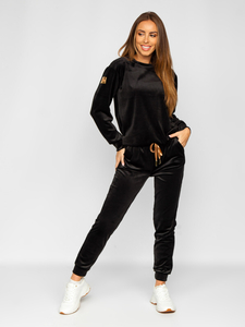 Women's 2-Piece Velour Tracksuit Black Bolf 8129