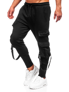 Men's Cargo Sweatpants Black Bolf 6582