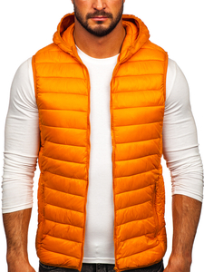 Men's Quilted Hooded Gilet Orange Bolf LY36