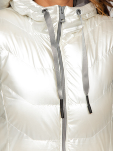 Women's Longline Quilted Gilet with hood White Bolf 7043