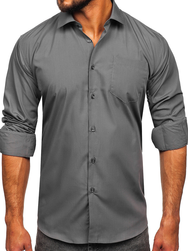 Men's Elegant Long Sleeve Shirt Graphite Bolf M14