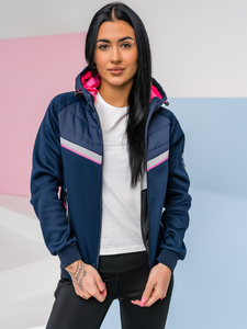 Women's Lightweight Jacket with hood Navy blue Bolf KSW4012
