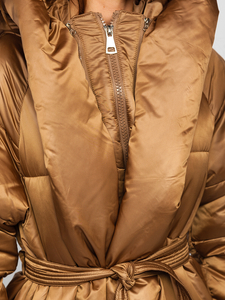 Women's Long Winter Hooded Jacket Camel Bolf MY0363A