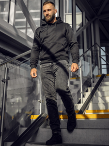 Men's Kangaroo Hoodie Black Bolf MB001A2