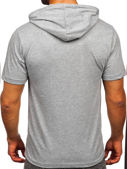 Men's Basic Cotton T-shirt with hood Grey Bolf 14513