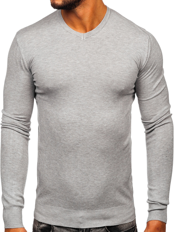 Men’s V-neck Sweater Light Grey Bolf YY03