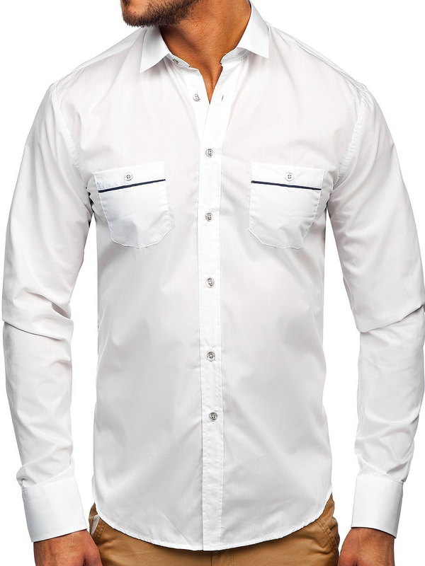 Men's Elegant Long Sleeve Shirt White Bolf 5792