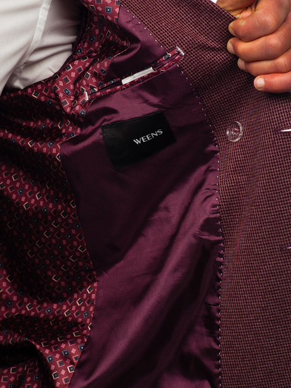 Men's Double-breasted Casual Suit Jacket Claret Bolf 003