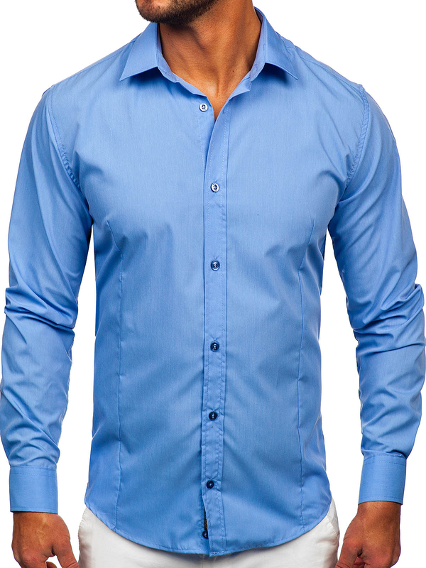Men’s Elegant Long Sleeve Shirt Blue Bolf 1703