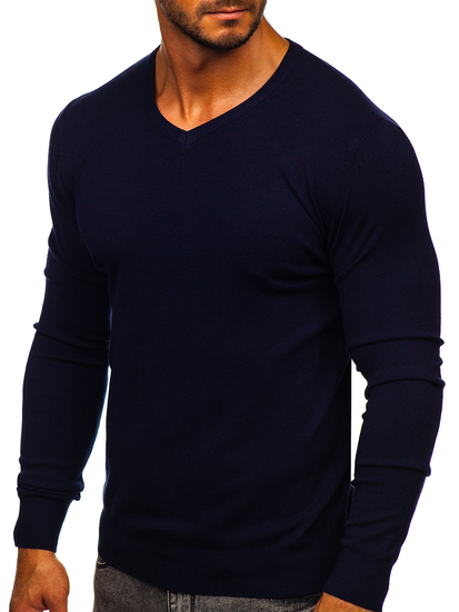 Men’s V-neck Sweater Navy blue Bolf YY03