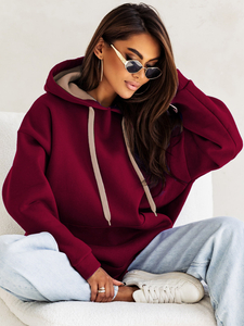 Women's Warm Kangaroo Hoodie Claret Bolf 82131
