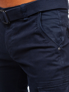 Men's Cargo Pants with Belt Navy Blue Bolf 1672