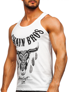 Men's Printed Boxer Tank Top White Bolf 14848