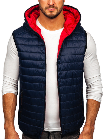 Men's Quilted Hooded Gilet Navy Blue Bolf 7106