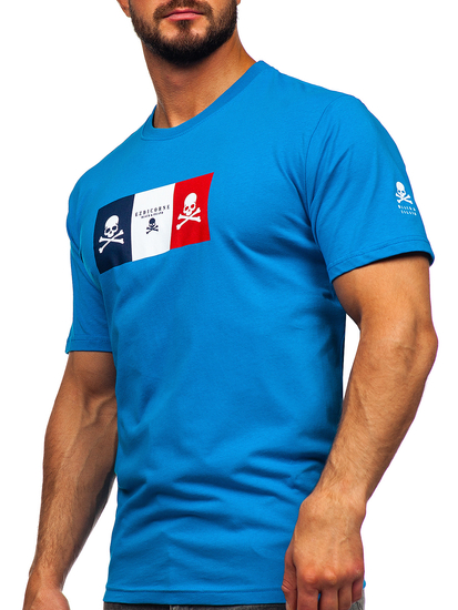 Men's Cotton Printed T-shirt Sky Blue Bolf 14784