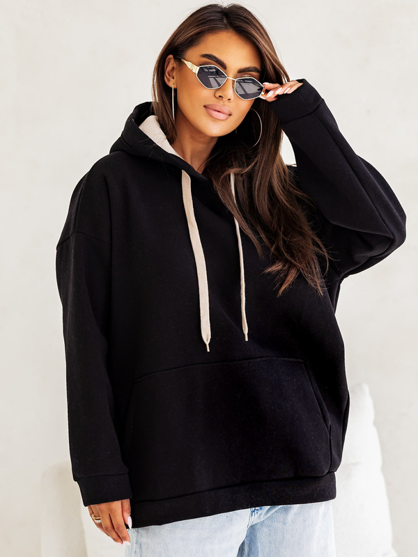Women's Warm Kangaroo Hoodie Black Bolf 82131