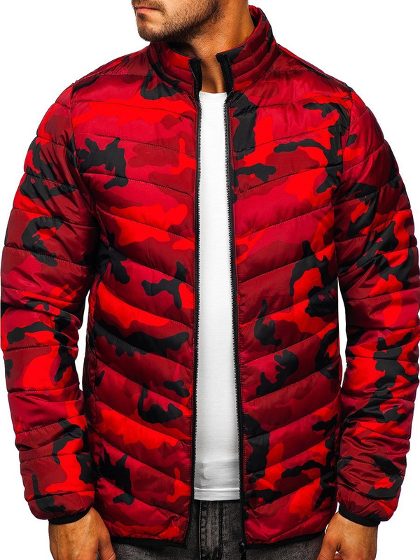 Men's Quilted Lightweight Sport Jacket Camo-Red Bolf SM32