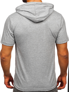 Men's Basic Cotton T-shirt with hood Grey Bolf 14513