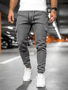Men's Thick Cargo Joggers Grey Bolf JX8709A