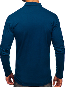 Men’s Long Sleeve Cotton Polo Shirt Navy Blue Bolf 5120