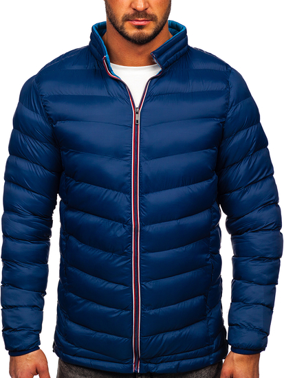 Men's Winter Quilted Sport Jacket Navy Blue Bolf 1100