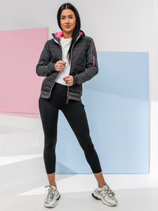 Women's Lightweight Quilted Jacket with hood Black Bolf KSW4001