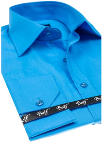 Men’s Elegant Long Sleeve Shirt Turquoise Bolf 1703