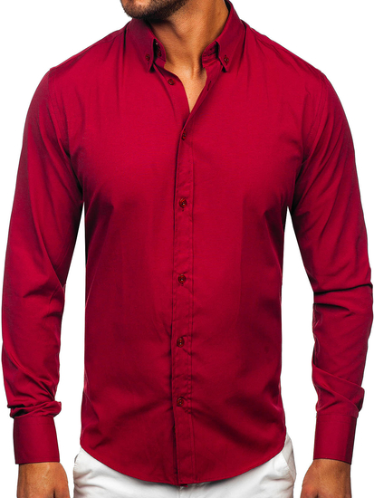 Men's Elegant Long Sleeve Shirt Claret Bolf 5821-1