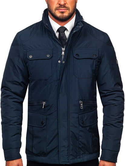 Men's Elegant Winter Jacket Navy Blue Bolf 1668
