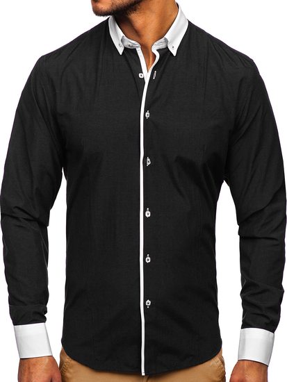 Men's Elegant Long Sleeve Shirt Black Bolf 2782
