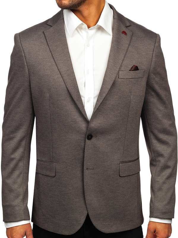 Men’s Elegant Suit Jacket Dark Brown Bolf 024