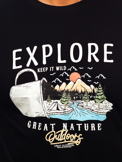 Men's Cotton Printed T-shirt Black Bolf MPO3485