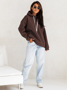 Women's Warm Kangaroo Hoodie Chocolate Bolf 82131