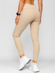 Women's Striped Leggings Beige Bolf 020