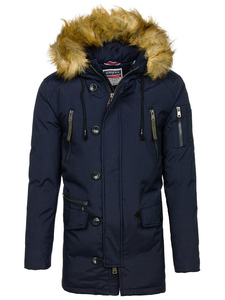Men's Winter Parka Jacket Navy Blue Bolf 1795