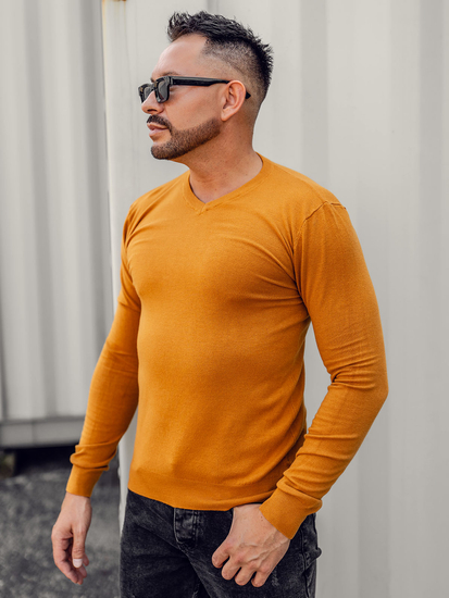 Men’s V-neck Sweater Camel Bolf YY03