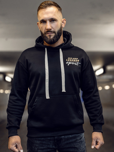 Men's Printed Kangaroo Hoodie Black Bolf M280