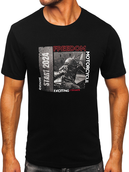 Men's Cotton Printed T-shirt Black Bolf MPO3475