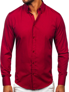 Men's Elegant Long Sleeve Shirt Claret Bolf 5821-1