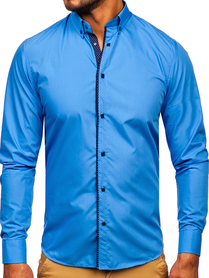 Men's Elegant Long Sleeve Shirt Blue Bolf 7724-1