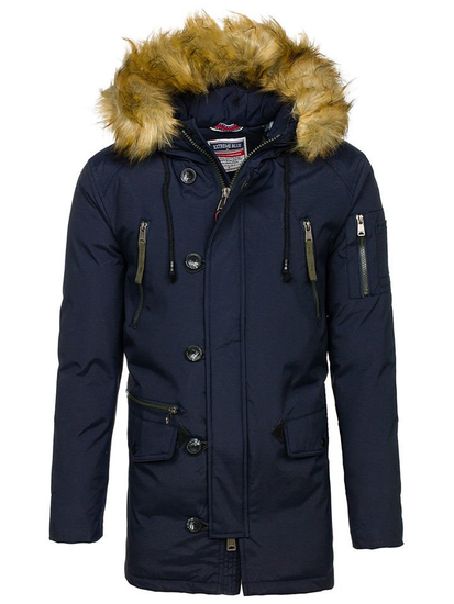 Men's Winter Parka Jacket Navy Blue Bolf 1795