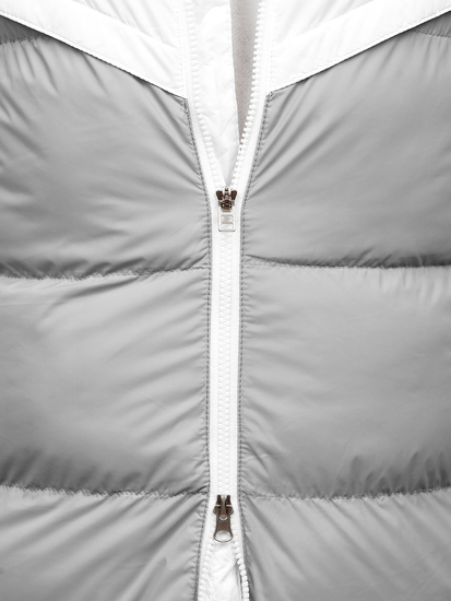 Men’s Longline Winter Jacket White-Grey Bolf CS1007