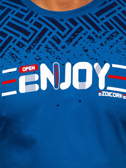 Men's Cotton Printed T-shirt Blue Bolf 14720