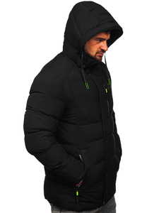 Men's Longline Quilted Winter Jacket Black Bolf 22M57